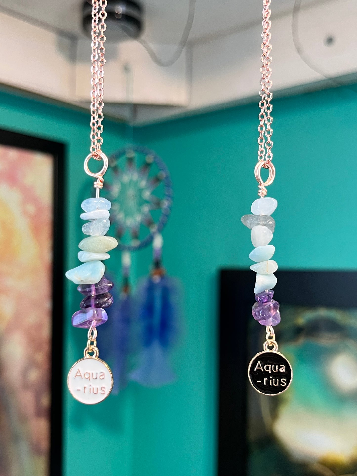 Aquarius Crystal Necklace I Handmade Wire Wrapped Zodiac Jewelry I Crystals for Aquarius
