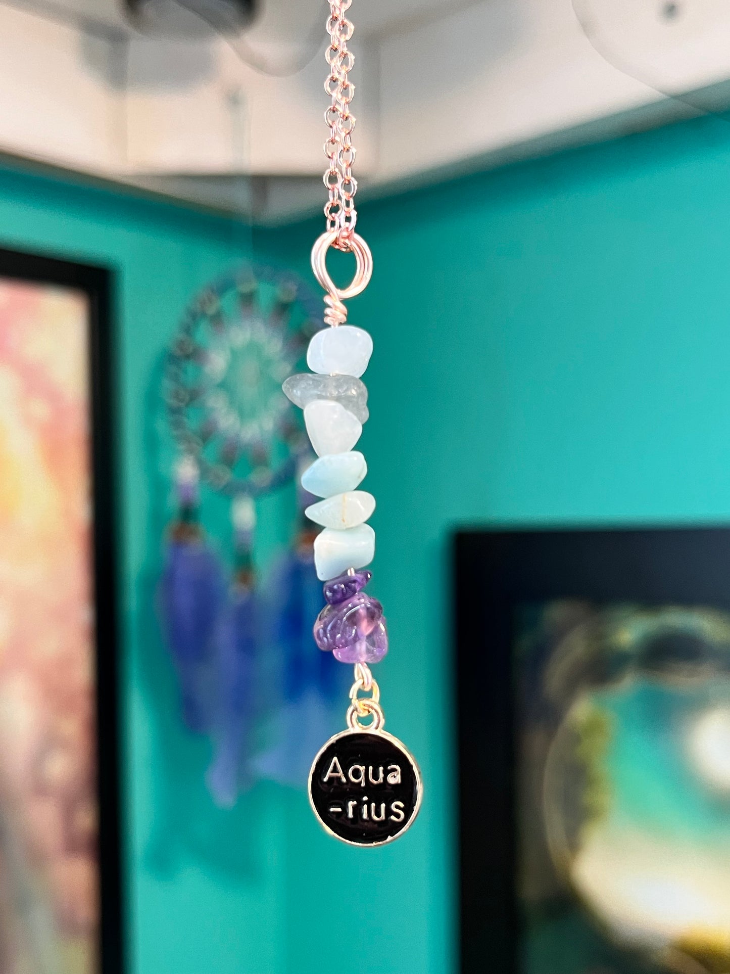 Aquarius Crystal Necklace I Handmade Wire Wrapped Zodiac Jewelry I Crystals for Aquarius