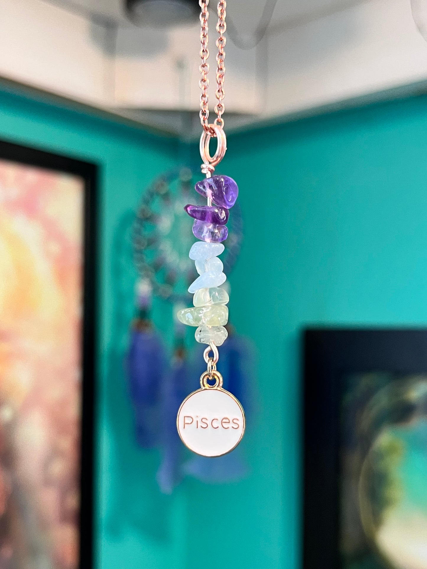 Pisces Crystal Necklace I Handmade Wire Wrapped Zodiac Jewelry I Crystals for Pisces