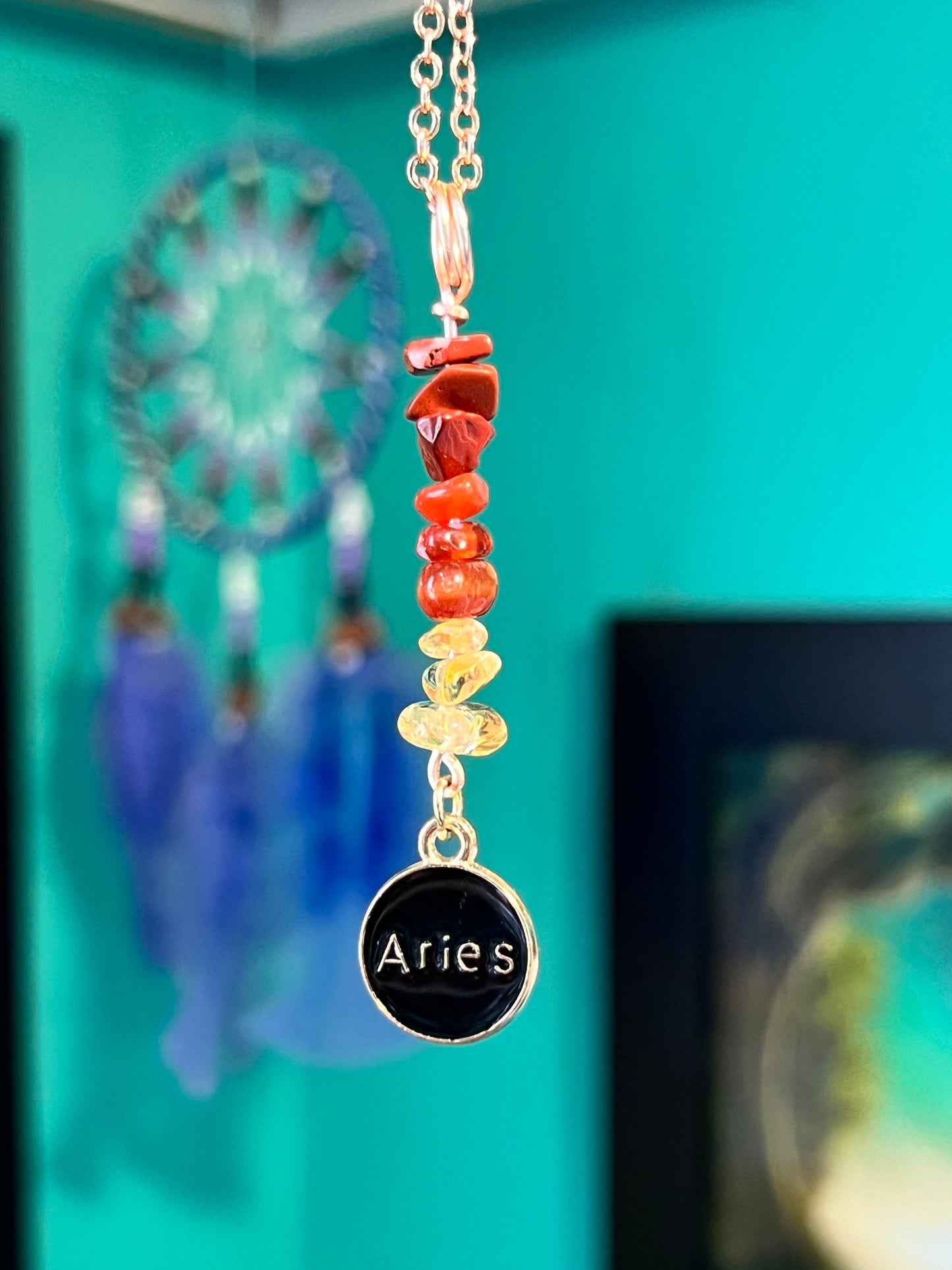 Aries Crystal Necklace I Handmade Wire Wrapped Zodiac Jewelry I Crystals for Aries