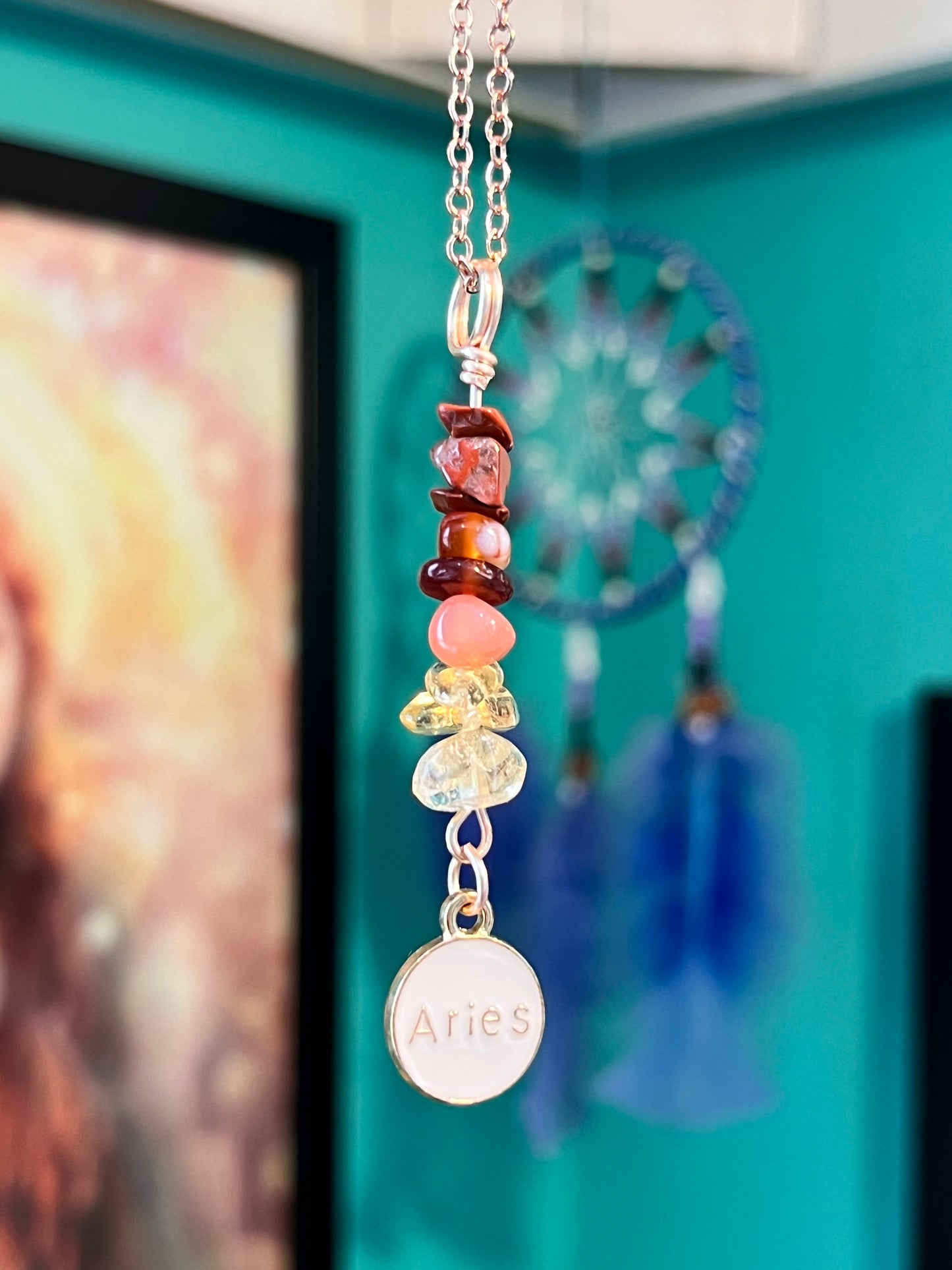Aries Crystal Necklace I Handmade Wire Wrapped Zodiac Jewelry I Crystals for Aries