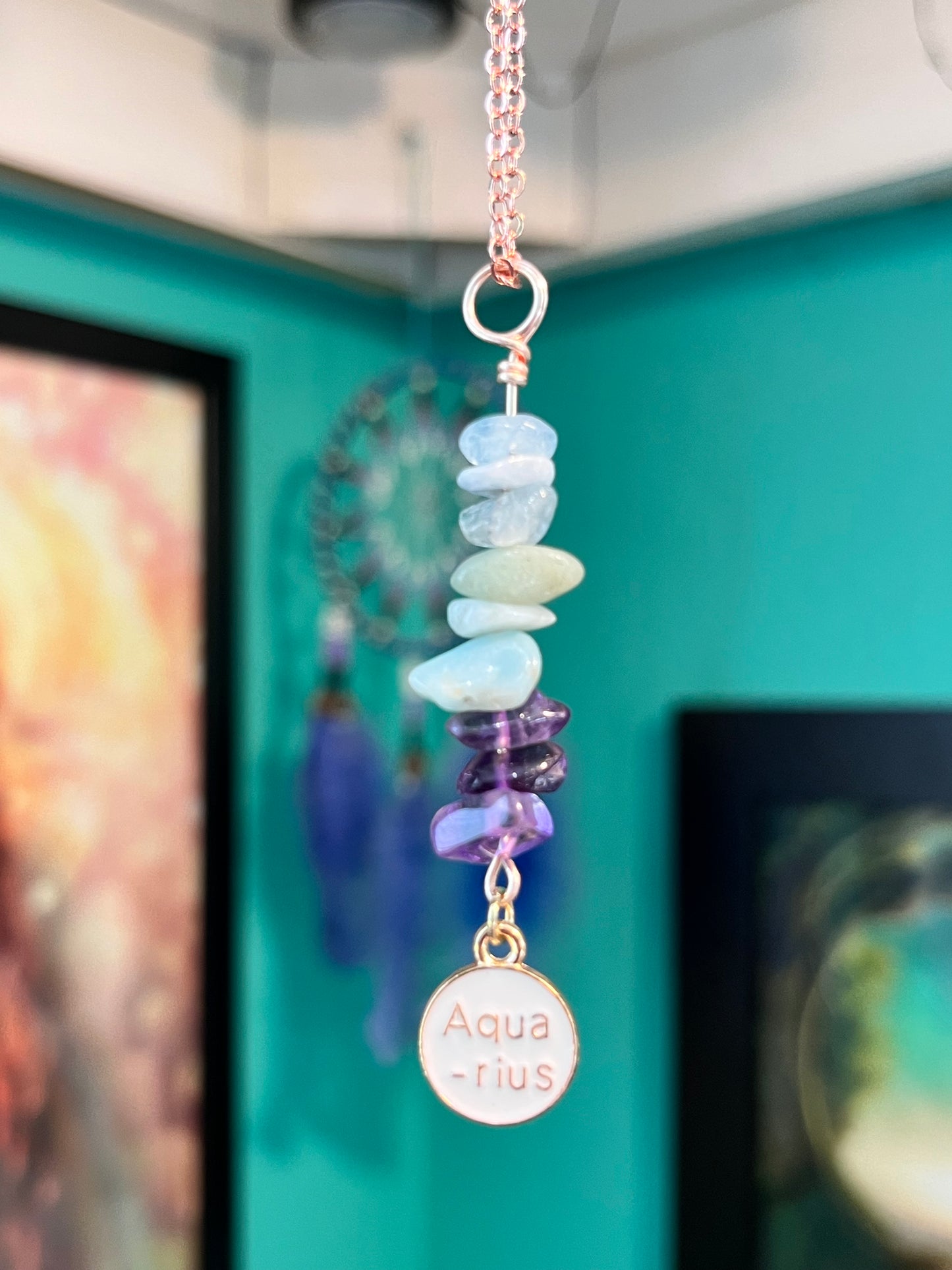 Aquarius Crystal Necklace I Handmade Wire Wrapped Zodiac Jewelry I Crystals for Aquarius