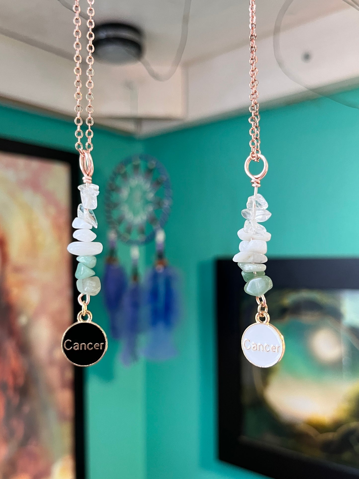 Cancer Crystal Necklace I Handmade Wire Wrapped Zodiac Jewelry I Crystals for Cancer
