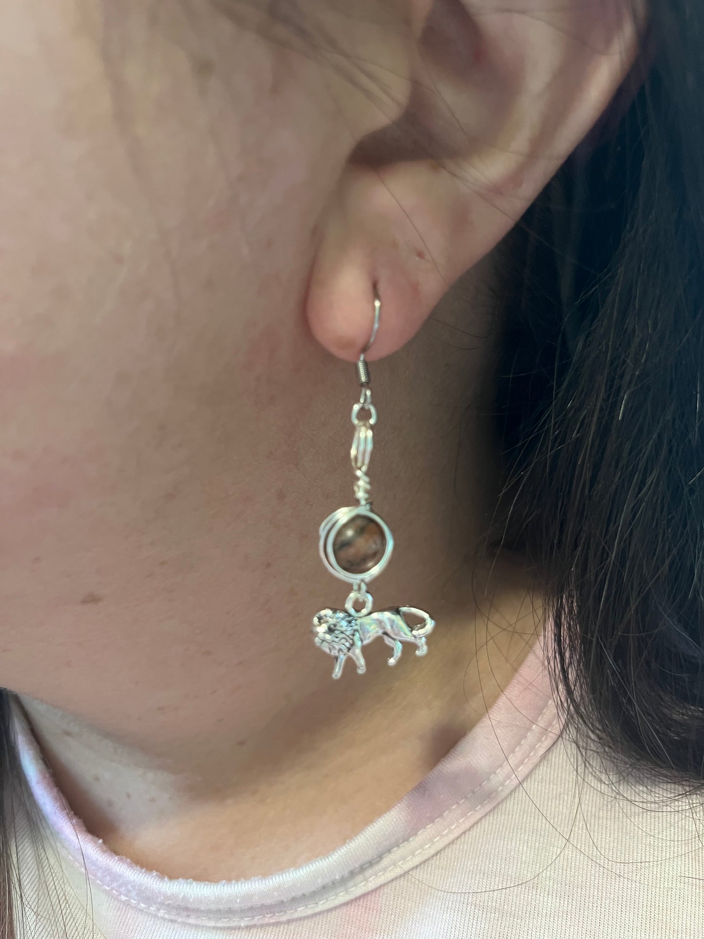 Sekhmet Goddess Earrings – Devotional Crystal & Charm Jewelry – Hypoallergenic Witchy Earrings