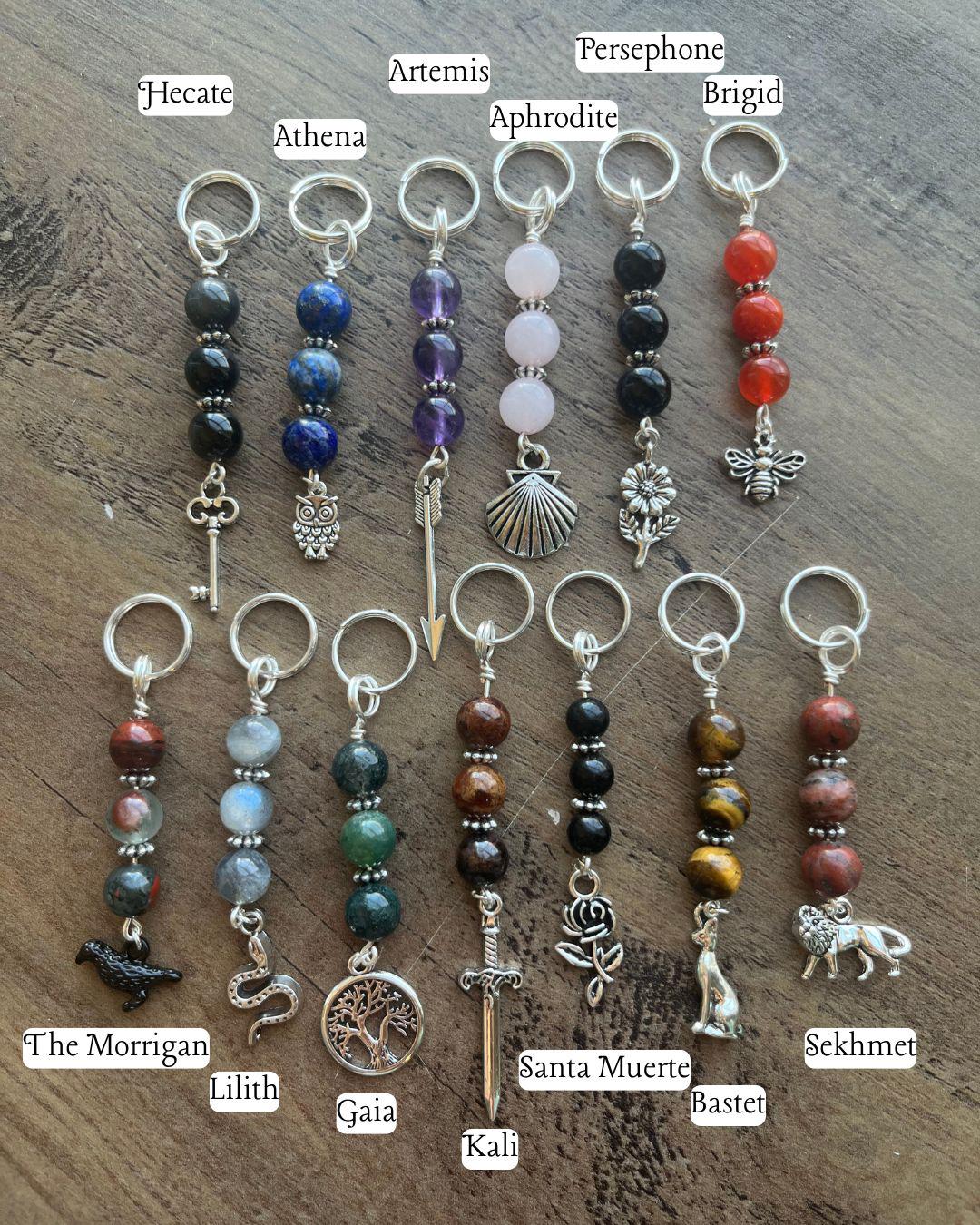 The Morrigan Devotional Keychain • Crystal Charm • Goddess Talisman • Witchy Gift • Spiritual Altar Accessory • Bloodstone & Crow Symbol