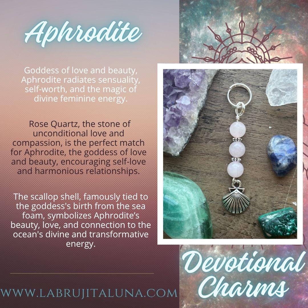 Aphrodite Devotional Keychain • Crystal Charm Keyring • Goddess Talisman • Witchy Gift • Spiritual Altar Accessory • Rose Quartz & Shell