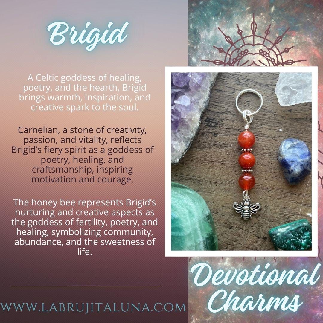 Brigid Devotional Keychain • Crystal Charm Keyring • Goddess Talisman • Witchy Gift • Spiritual Altar Accessory • Carnelian & Bee Symbol